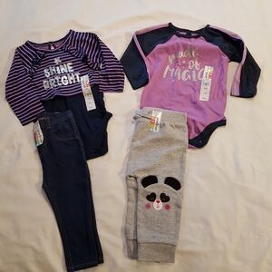 Garanimals set 2 diaper shirts, 2 pants 12 months